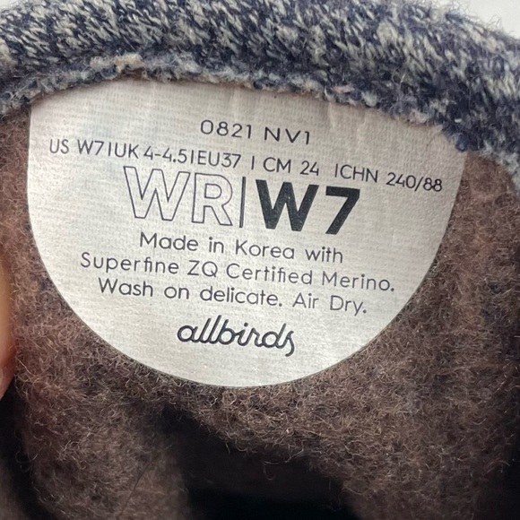 Allbirds Wool Runner Sneaker Shoes Navy Gray Lace Up Womens Size 7 - Picture 8 of 13